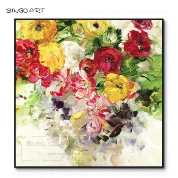 Ručne maľované Vysoko Kvalitné Druhy Impresionistické Kvet, olejomaľba na Plátne Ručné Maľovanie Kvetov pre Obývacia Izba Dekor