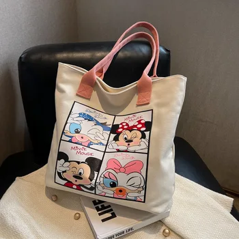 Disney Mickey Minnie Mouse Tote Bag Roztomilý Kreslený Veľká-kapacita Taška cez Rameno Donald Duck Módne Kabelky Žien Darček Taška