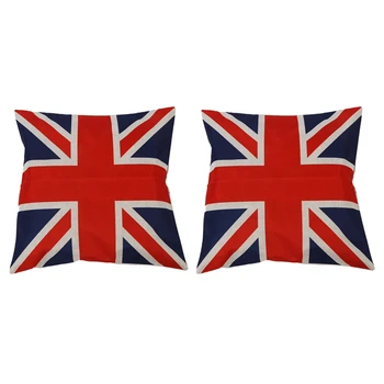 2X British Vintage Štýl Úniu Jack Vlajkou Hodiť Vankúš, obliečka na Vankúš