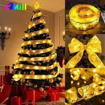 Vianočné Dekorácie LED pás s nástrojmi Rozprávkových Svetiel Ozdoby na Vianočné stromčeky pre Domáce 2023 DIY Luky Svetlo String Firmware Nový Rok 2024