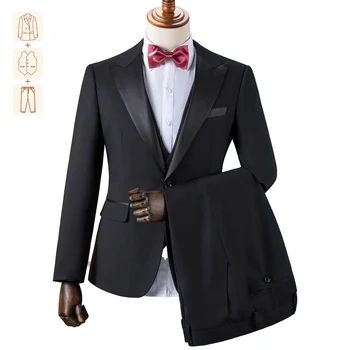 (Prispôsobené Veľkosti) Premium Suit Mens British Slim Fit Oblek na Svadbu 3-dielna Svadobné Veža s potravinami Spoločenské Večerné Šaty pre Mužov